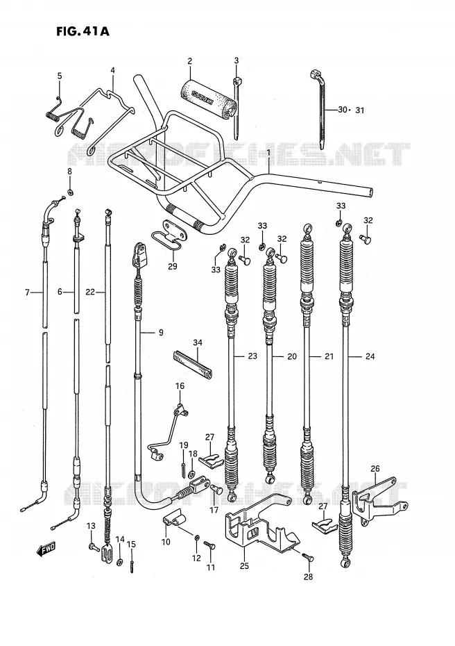 GUIDON - CABLES (MODELE J/K) Suzuki QUAD 250 KINGQUAD 1989  LT-F4WDK(E2)