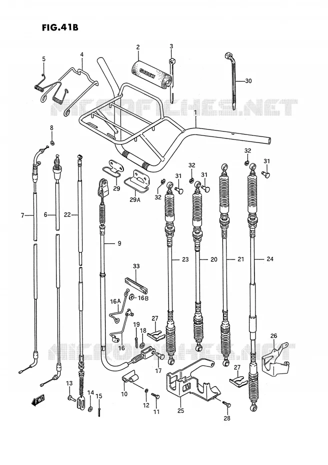 GUIDON - CABLES (MODELE L/M/N/P/R/S) Suzuki QUAD 250 KINGQUAD 1995  LT-F4WDS(E2)