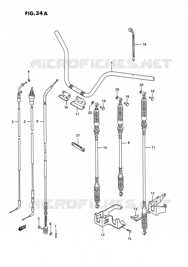 GUIDON - CABLES (MODELE L/M/N/P/R/S/T) Suzuki QUAD 250 OZARK 1991  LT-F250M(E3)