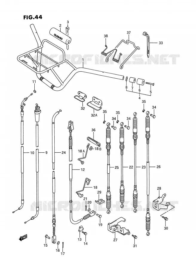 GUIDON - CABLES Suzuki QUAD 300 KINGQUAD 1993  LT-F4WDXP(E2)