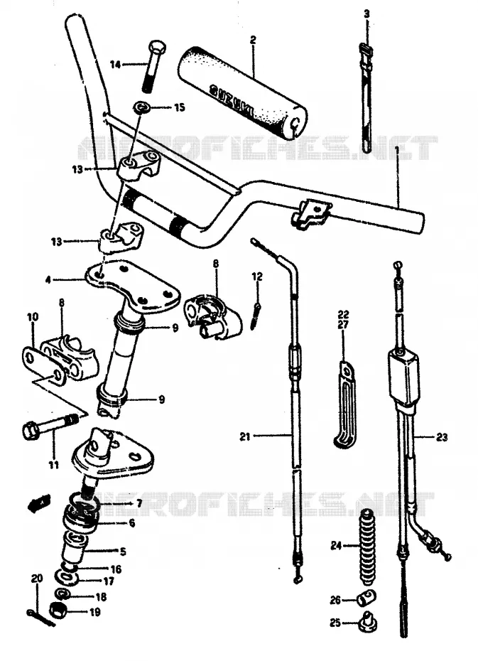 GUIDON - COLONNE DE DIRECTION Suzuki QUAD 50 MINIQUAD-SPORT 1988  LT50J(E/F/G/H/J/K)
