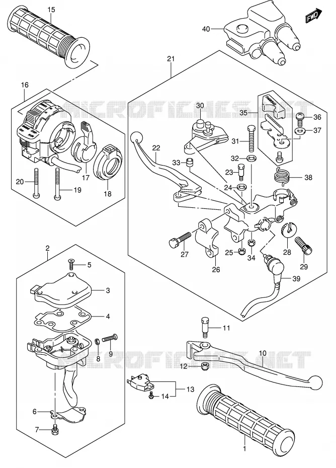 LEVIERS - POIGNEES (MODEL K4/K5/K6/K7) Suzuki QUAD 400 QUADSPORT 2005  LT-Z400K5(E3/E28)