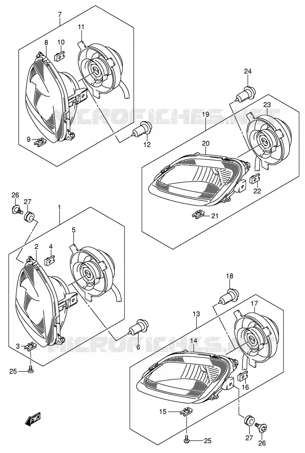PHARE (MODELE K5 P24) Suzuki QUAD 400 EIGER 2006  LT-F400FK6(P24)