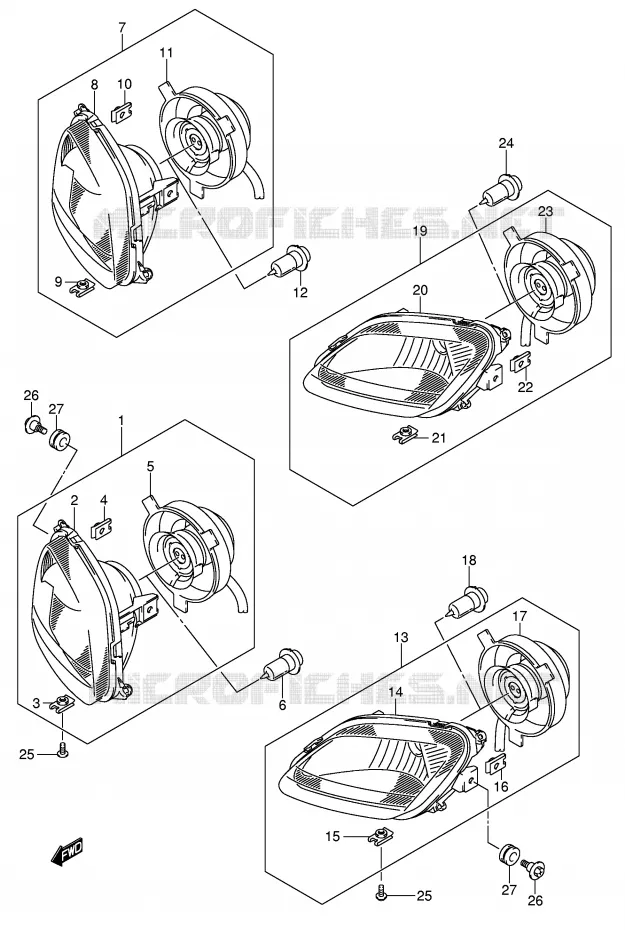 PHARE (MODELE K5 P24) Suzuki QUAD 400 EIGER 2007  LT-A400FK7(P24)