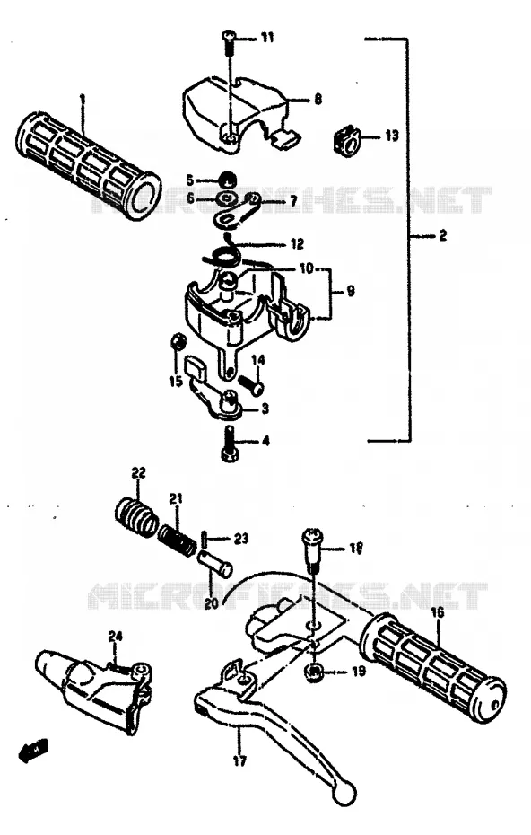 POIGNEE (MODELE H/J/K) Suzuki QUAD 50 MINIQUAD-SPORT 1984  LT50E(E/F/G/H/J/K)