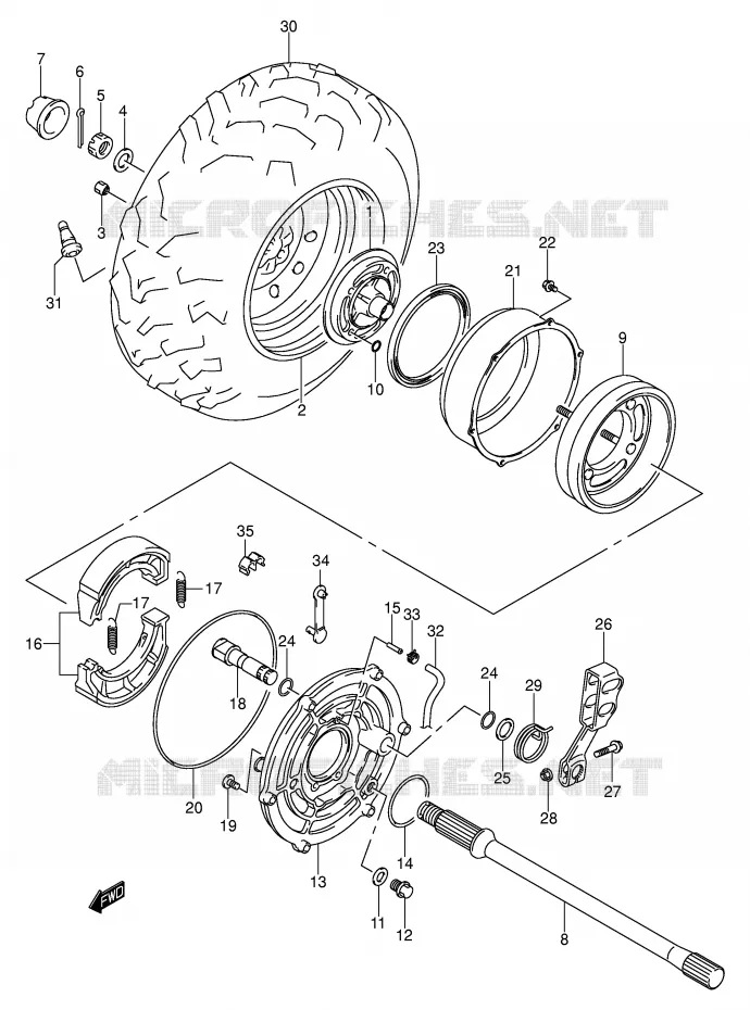 ROUE ARRIERE DROITE Suzuki QUAD 400 EIGER 2005  LT-A400K5(P3/P28)