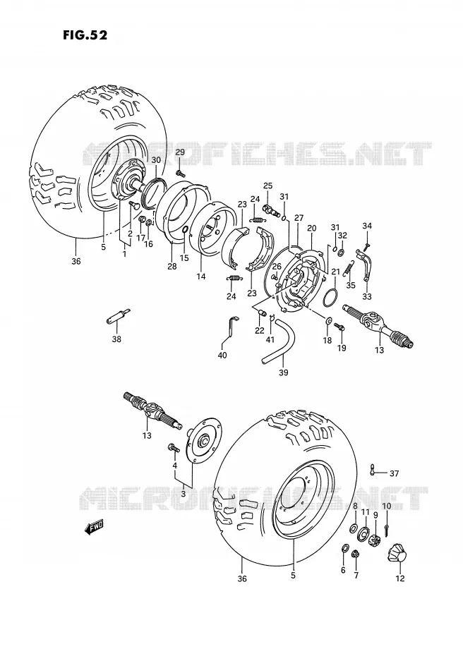ROUE ARRIERE (MODELE M/N/P/R) Suzuki QUAD 300 KINGQUAD 1992  LT-F4WDXN(E2)