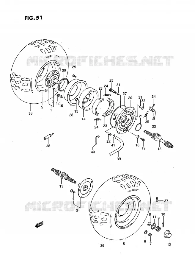 ROUE ARRIERE (MODELE M/N/P/R) Suzuki QUAD 300 KINGQUAD 1992  LT-F4WDXN(E3)