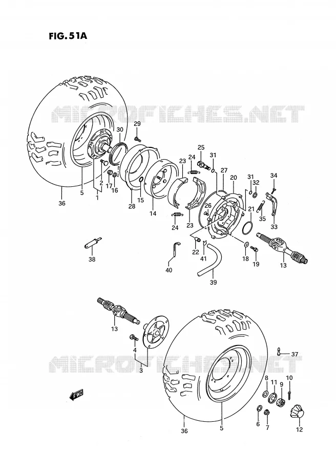 ROUE ARRIERE (MODELE S) Suzuki QUAD 300 KINGQUAD 1993  LT-F4WDXP(E28)