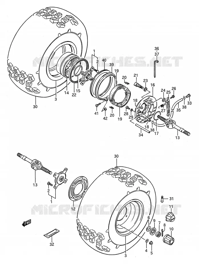 ROUE ARRIERE Suzuki QUAD 250 KINGQUAD 1990  LT-F4WDL(E28)
