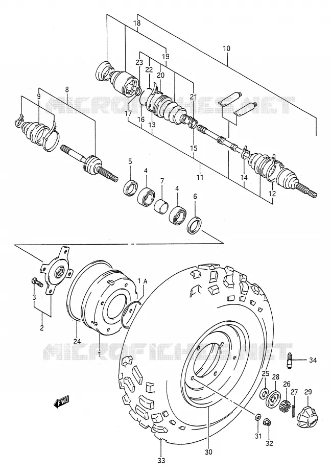 ROUE AVANT (MODELE H/J/K/L) Suzuki QUAD 250 KINGQUAD 1990  LT-F4WDL(E28)