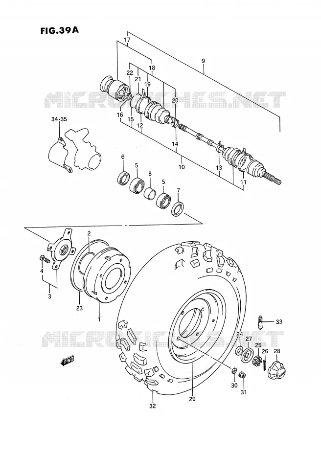 ROUE AVANT (MODELE M/N) Suzuki QUAD 250 KINGQUAD 1994  LT-F4WDR(E2)