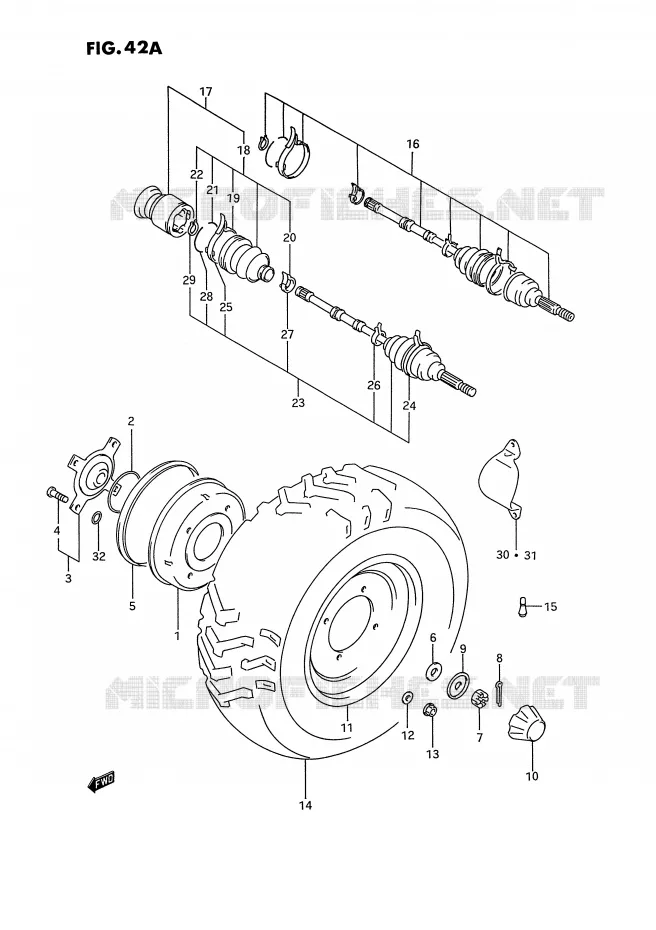 ROUE AVANT (MODELE P/R/S) Suzuki QUAD 300 KINGQUAD 1993  LT-F4WDXP(E2)