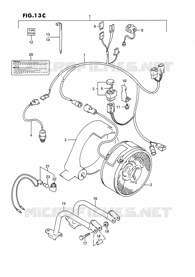 VENTILATEUR DE REFROIDISSEMENT (MODELE M/N/P/R/S OPTIONNEL) Suzuki QUAD 250 OZARK 1995  LT-F250S(E2)