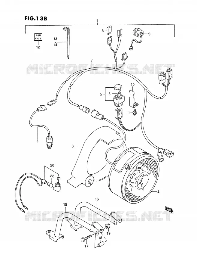 VENTILATEUR DE REFROIDISSEMENT (MODELE N/P/R/S:OPTIONNEL) Suzuki QUAD 250 OZARK 1988  LT-F250J(E28)