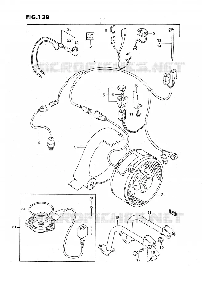 VENTILATEUR DE REFROIDISSEMENT (MODELE N/P/R/S:OPTIONNEL) Suzuki QUAD 250 OZARK 1996  LT-F250T(E3)