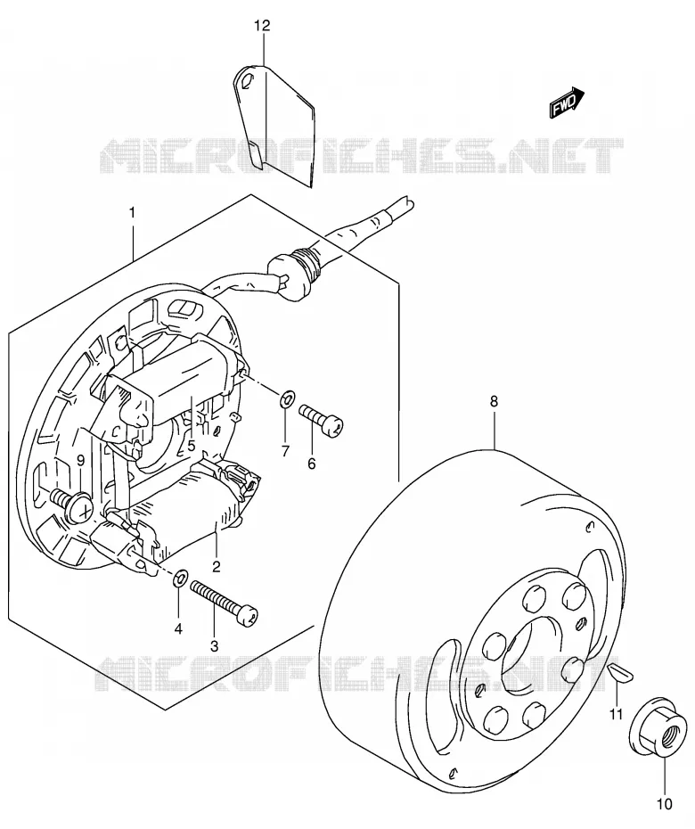 ALLUMAGE ROTOR - STATOR Suzuki QUAD 80 QUADSPORT 2001  LT80K1(P3/P28)