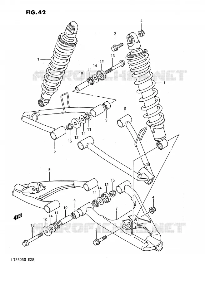 AMORTISSEUR - TRIANGLES (MODELE H/J/K/L/M) Suzuki QUAD 250 QUADRACER 1986  LT250RG(E28)