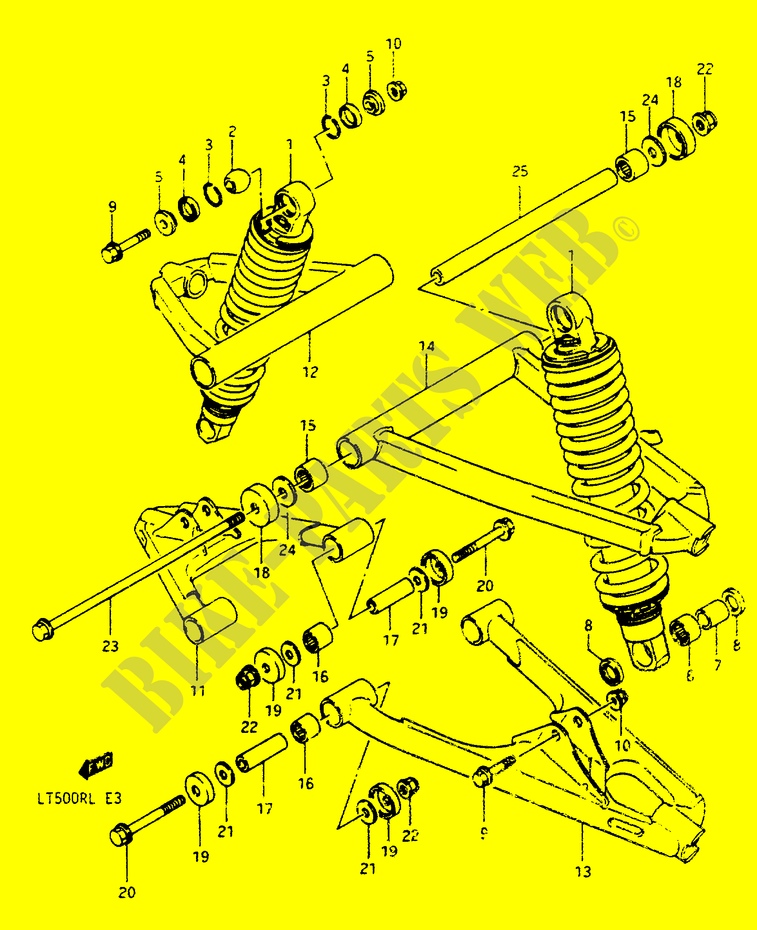 AMORTISSEUR   TRIANGLES (MODELE H) pour Suzuki QUADRACER 500 1988