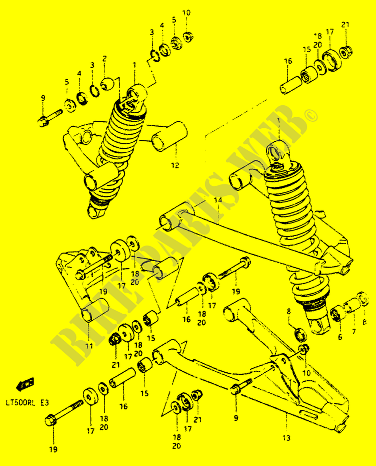 AMORTISSEUR   TRIANGLES (MODELE J/K/L) pour Suzuki QUADRACER 500 1988