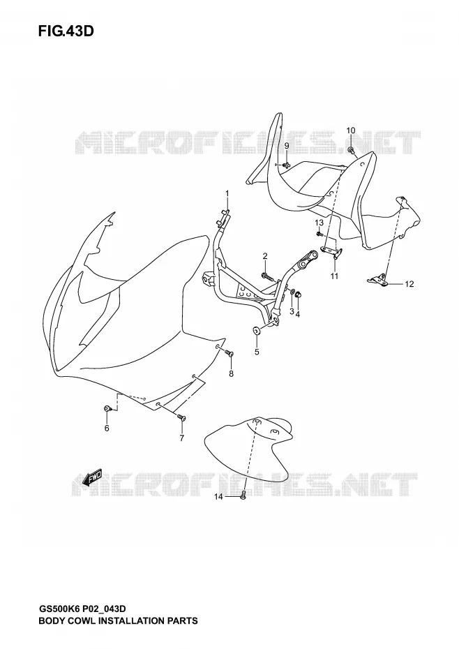 ARAIGNEE AVANT  (GS500F/FU) Suzuki MOTO 500 GS-F 2005  GS500FUK5(P19)