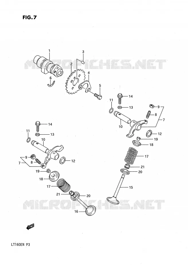 ARBRE A CAMES - SOUPAPES Suzuki QUAD 160 QUADRUNNER 1992  LT160EN(P3)