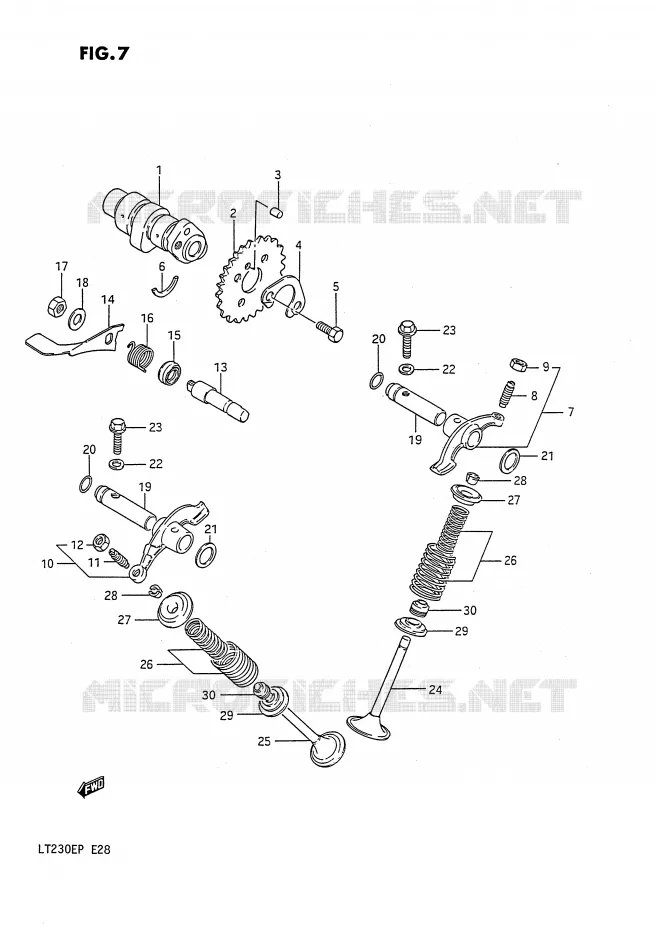 ARBRE A CAMES - SOUPAPES Suzuki QUAD 230 QUADSPORT 1992  LT230EN(E28)