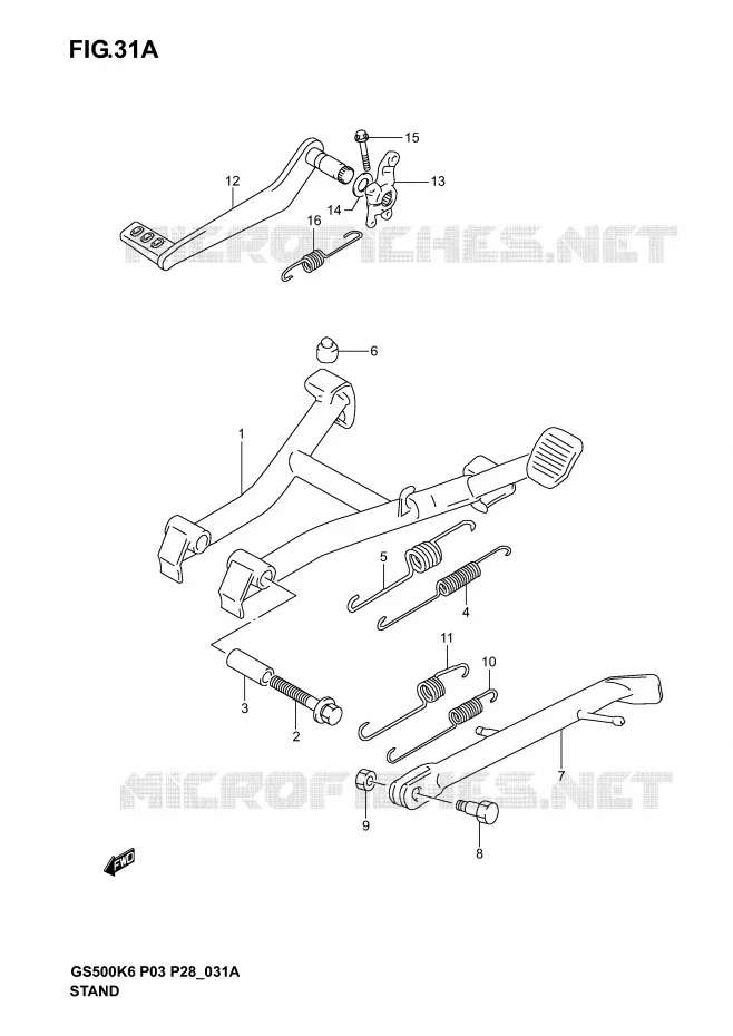 BEQUILLE (MODELE K4/K5/K6) Suzuki MOTO 500 GS-F 2004  GS500FK4(P3)