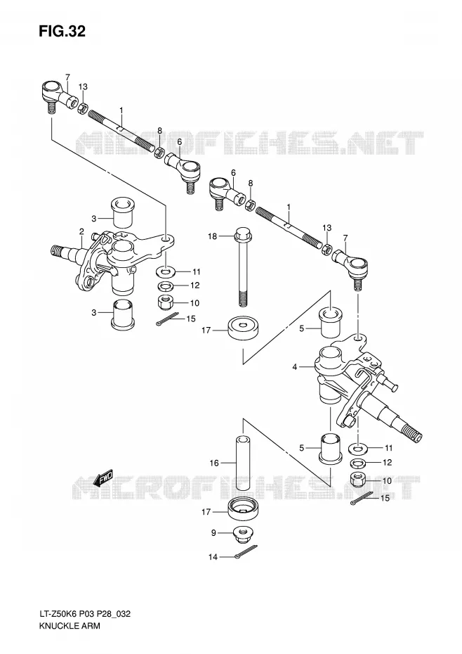 BIELLETTE DE DIRECTION - MOYEU Suzuki QUAD 50 QUADSPORT 2007  LT-Z50K7(P3/P28)
