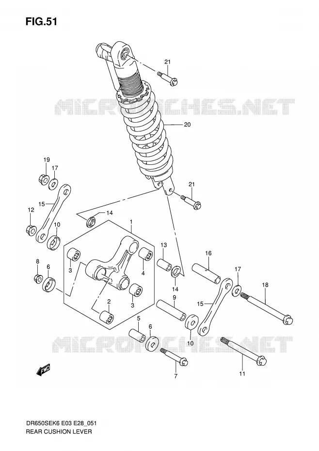 BIELLETTE DE SUSPENSION ARRIERE Suzuki MOTO 650 DR 2006  DR650SEK6(E3/E28)
