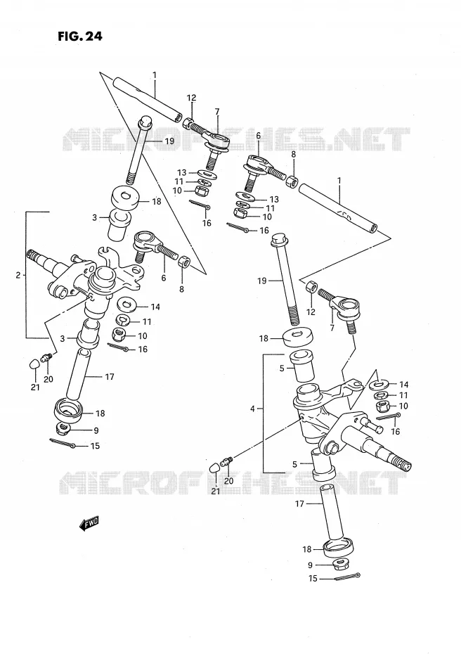 BIELLETTES DE DIRECTION - MOYEU Suzuki QUAD 80 QUADSPORT 1995  LT80S(P3)