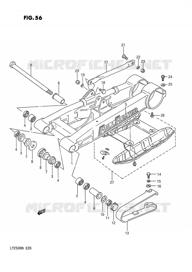 BRAS OSCILLANT ARRIERE (MODELE F) Suzuki QUAD 250 QUADRACER 1987  LT250RH(E28)