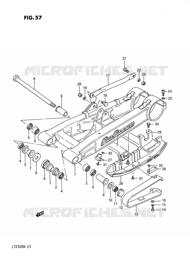 BRAS OSCILLANT ARRIERE (MODELE G) Suzuki QUAD 250 QUADRACER 1988  LT250RJ(E3)