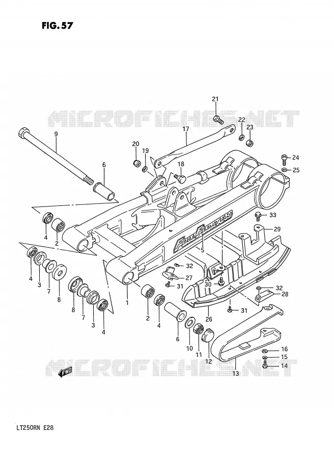 BRAS OSCILLANT ARRIERE (MODELE G) Suzuki QUAD 250 QUADRACER 1992  LT250RN(E28)