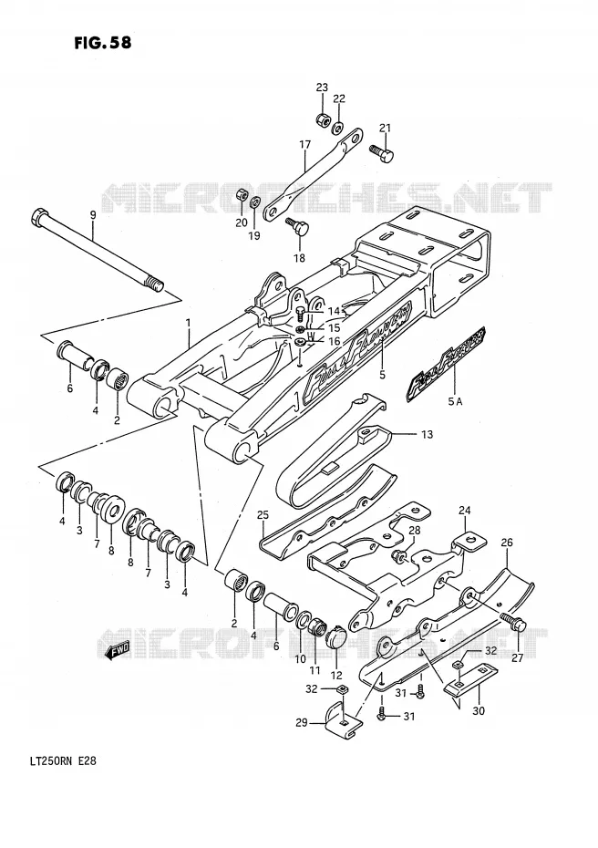 BRAS OSCILLANT ARRIERE (MODELE H/J/K/L) Suzuki QUAD 250 QUADRACER 1985  LT250RF(E28)
