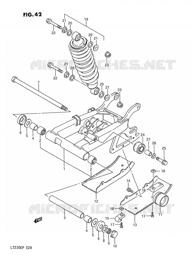 BRAS OSCILLANT ARRIERE (MODELE H) Suzuki QUAD 230 QUADSPORT 1992  LT230EN(E28)
