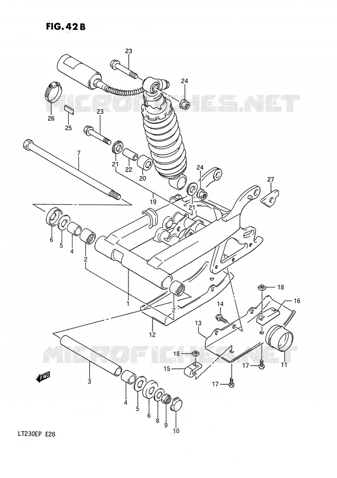 BRAS OSCILLANT ARRIERE (MODELE M/N/P) Suzuki QUAD 230 QUADSPORT 1990  LT230EL(E28)