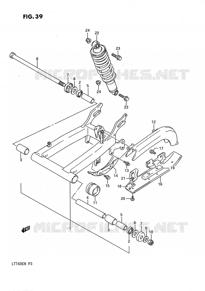 BRAS OSCILLANT ARRIERE Suzuki QUAD 160 QUADRUNNER 1990  LT160EL(P3)