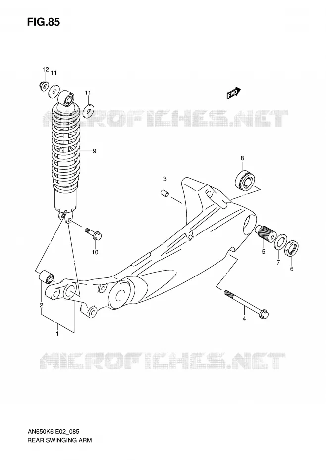 BRAS OSCILLANT ARRIERE Suzuki SCOOTER 650 BURGMAN 2007  AN650K7(E2)