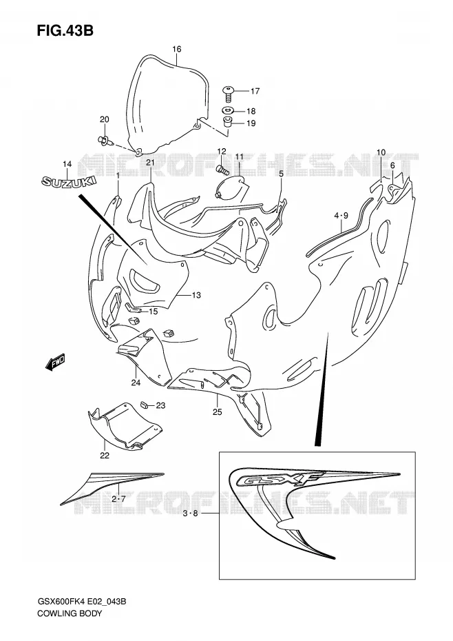 CARENAGES - ETIQUETTES (MODELE K6) Suzuki MOTO 600 GSX-F 2004  GSX600FK4(E2)