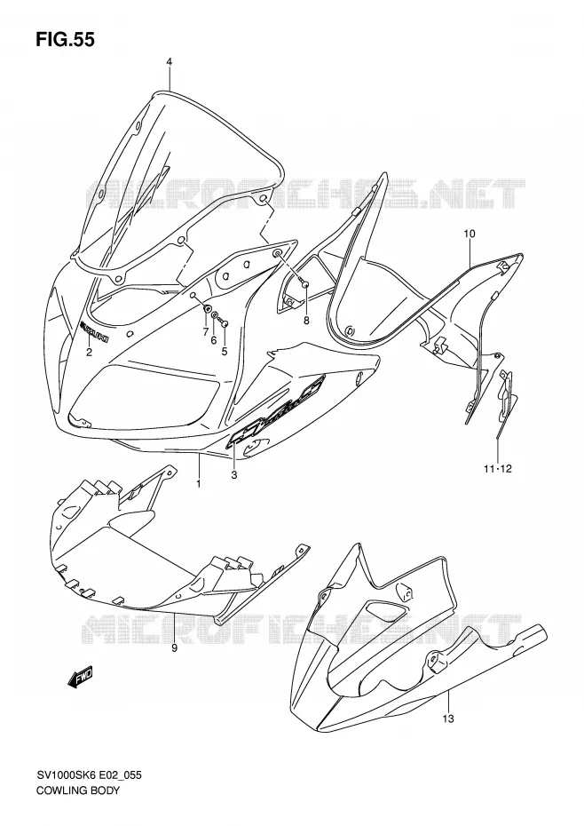CARENAGES (SV1000S/S1/S2 K6) Suzuki MOTO 1000 SV 2007  SV1000S2K7(E2)