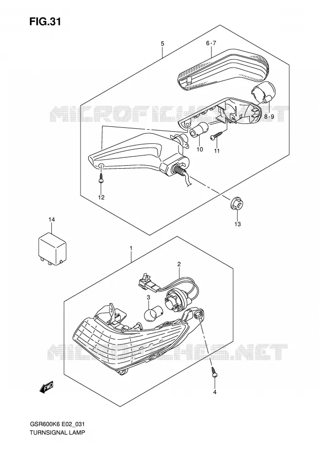 CLIGNOTANTS Suzuki MOTO 600 GSR 2009  GSR600K9(E2)
