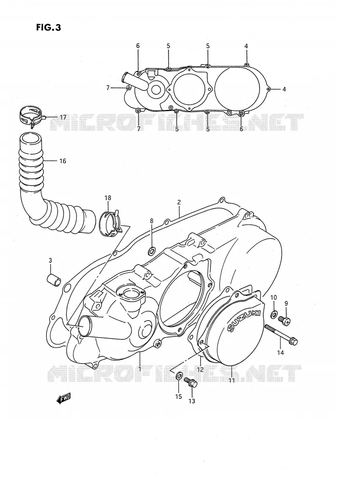 COUVERCLE DE CARTER GAUCHE Suzuki QUAD 80 QUADSPORT 1993  LT80P(P28)