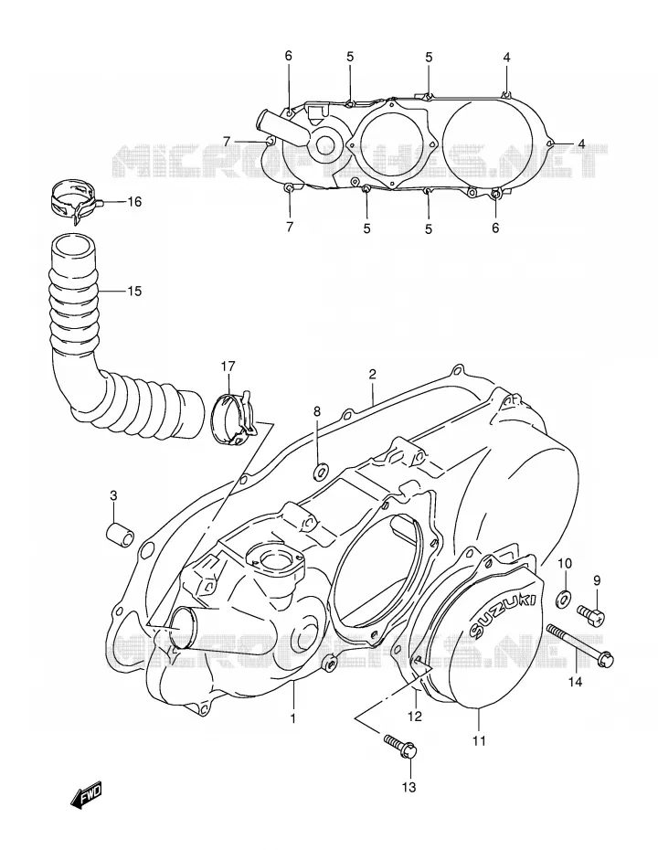 COUVERCLE DE CARTER GAUCHE Suzuki QUAD 80 QUADSPORT 2002  LT80K2(P1)