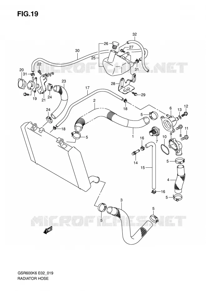 DURITE DE RADIATEUR Suzuki MOTO 600 GSR 2008  GSR600AK8(E2)