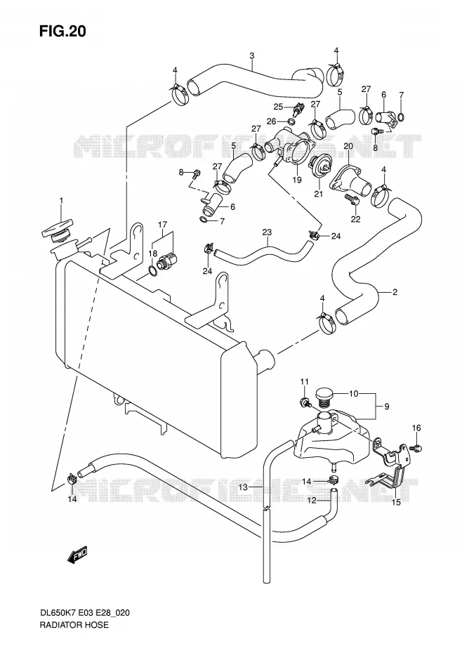 DURITE DE RADIATEUR Suzuki MOTO 650 V-STROM 2010  DL650AL0(E3/E28)