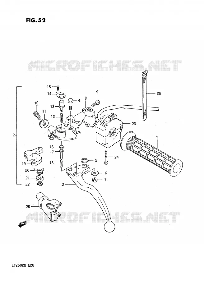ENSEMBLE POIGNEE GAUCHE Suzuki QUAD 250 QUADRACER 1986  LT250RG(E28)