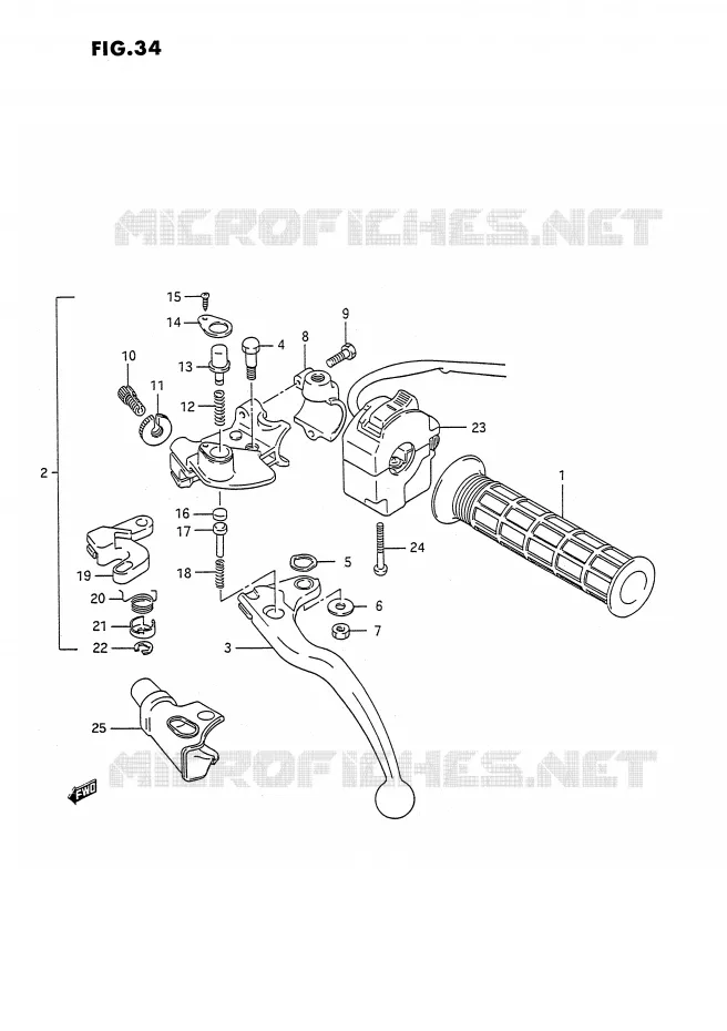 ENSEMBLE POIGNEE GAUCHE Suzuki QUAD 250 QUADRACER 1990  LT250RL(E1)