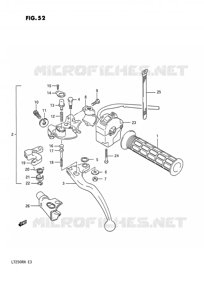ENSEMBLE POIGNEE GAUCHE Suzuki QUAD 250 QUADRACER 1991  LT250RM(E3)