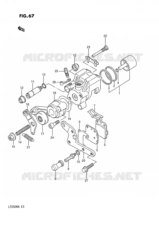 ETRIER DE FREIN ARRIERE (MODELE F/G) Suzuki QUAD 250 QUADRACER 1985  LT250RF(E3)